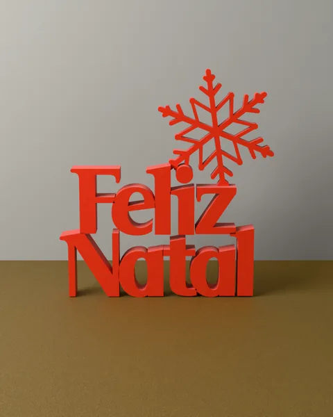 Letreiro Feliz Natal com Floco de Neve