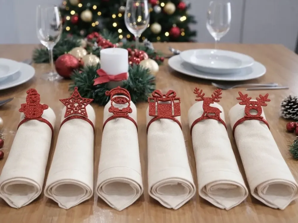 Foto real: Argolas de Guardanapo de Natal