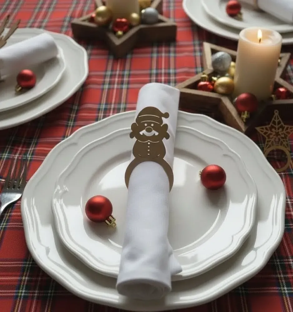 Foto real: Argolas de Guardanapo de Natal