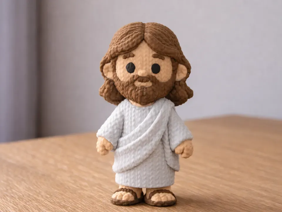 Foto real: Jesus de Crochê