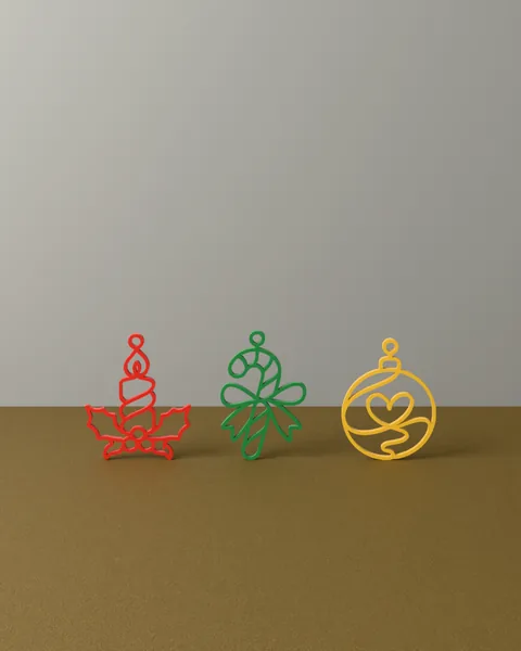 Enfeites em Linha: Floco, Árvore e Vela